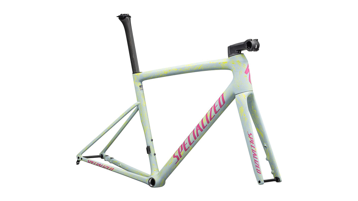 Tarmac SL8 Cuadro Carretera Specialized 2025 Satin Ion Metallic/Sea Foam Strata/Rebel Pink