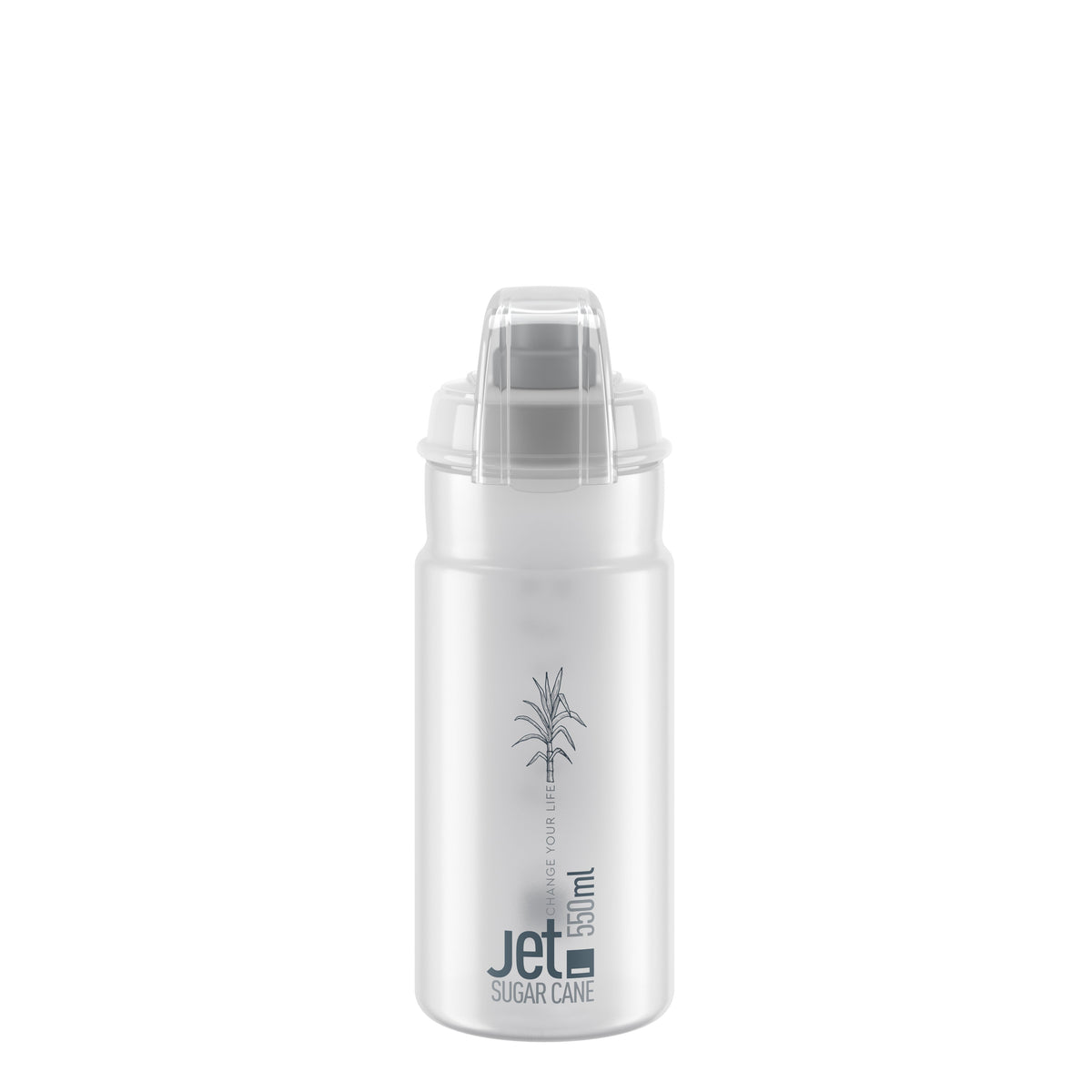 Bidon Elite Jet Sugar Cane Plus Transparente/Logo Gris 550ml