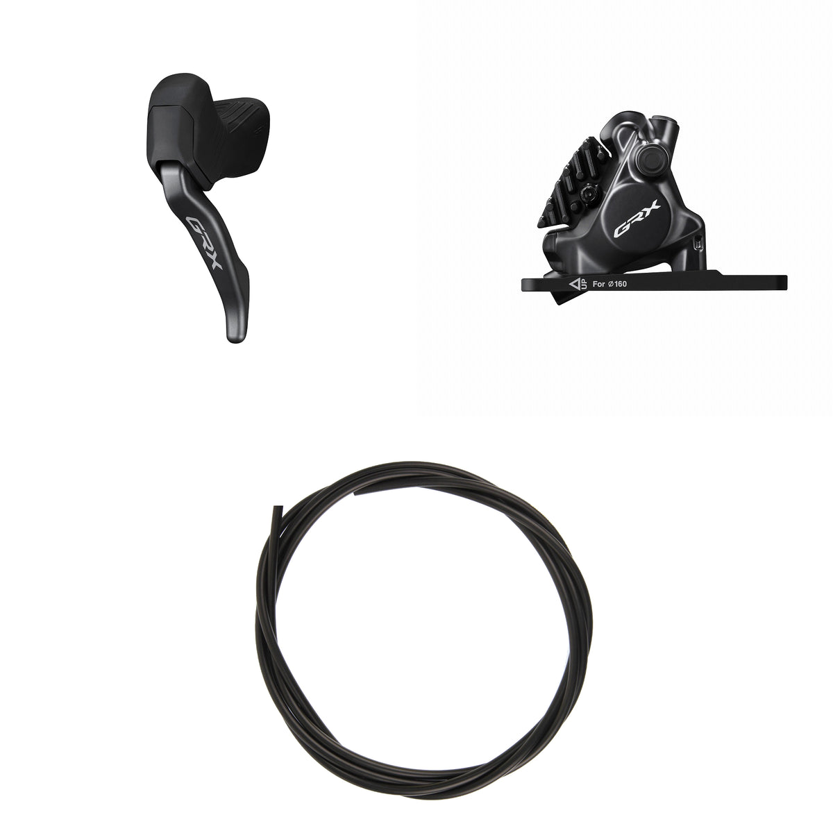 Kit Freno Disco Hidráulico Shimano GRX BR-RX820/BL-RX825 Delantero/Izquierdo Resina Aletas Adaptador 160mm Latiguillo 1000mm Negro