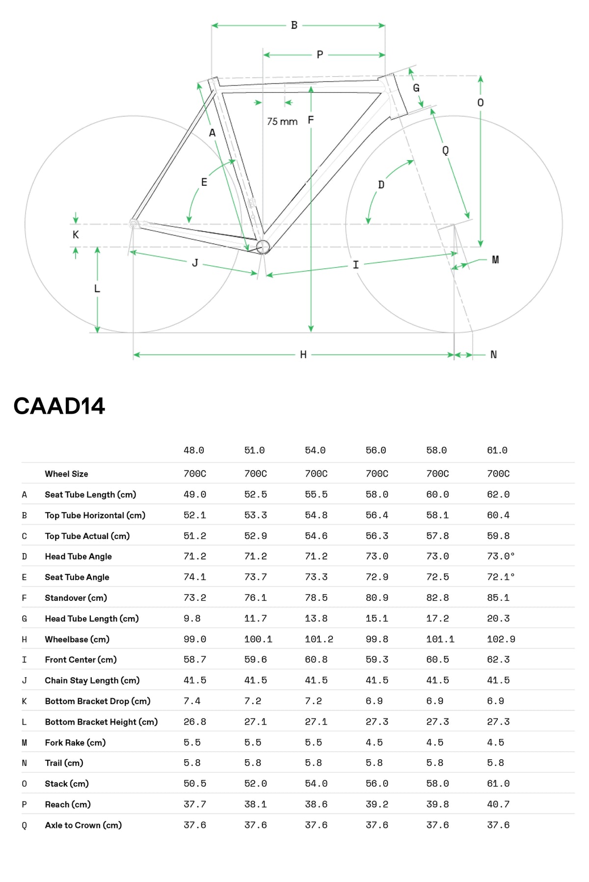 Cannondale CAAD14 3 SMU 2026 Negro - Geometría